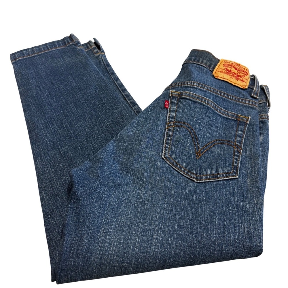 Levi Strauss Jeans Womens 4 Classic Straight Blue Denim Stretch Ankle Slit Pant